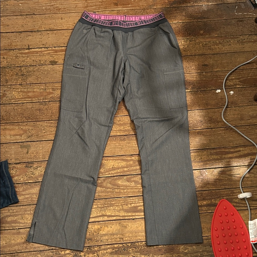 Med Couture Gray Pants with Pink Waistband
